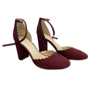 Marc Fisher Sahar burgundy suede scalloped heels - 8.5M